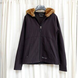 Women's Marmot Davos Softshell Jacket S Black Faux Fur Small  art-school
